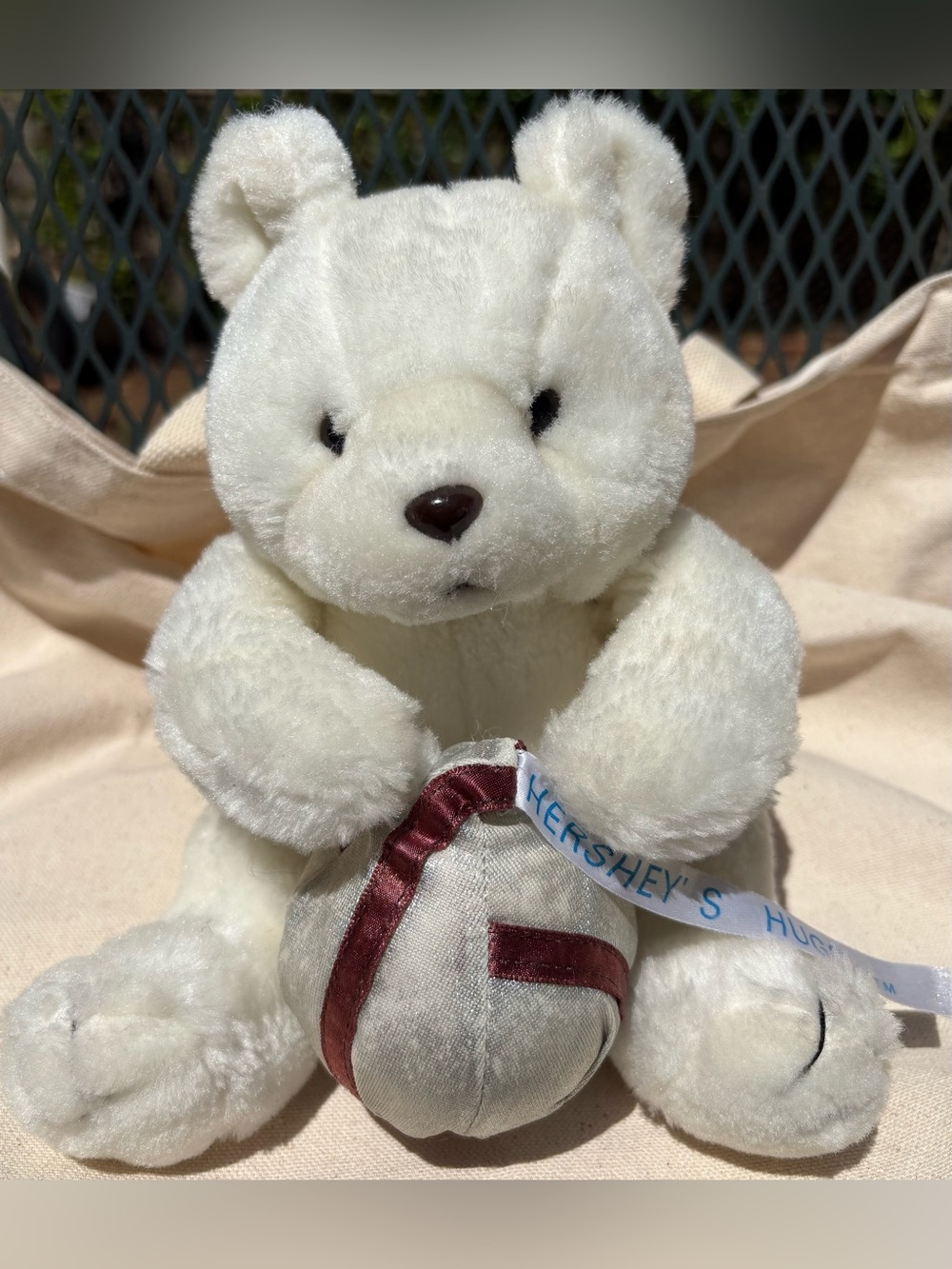 Vintage 90s Hershey’s White Bear holding a Plush Hug